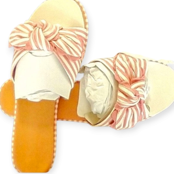 J.CREW Women's Striped Bow Slide Sandals Size 7 - Picture 6 of 14